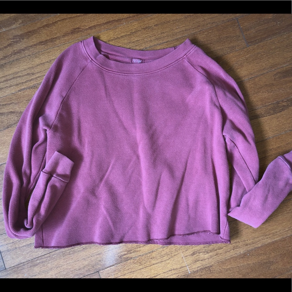 John Galt Brandy Melville red thermal cropped long sleeve relaxed fit